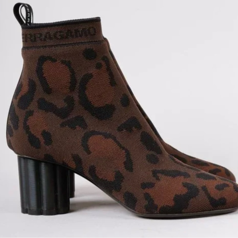 Salvatore Ferragamo Capo 55 Leopard Sock Boot size 6